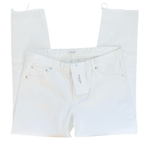 Moussy Vintage MV Buffalo Skinny White Mid Rise Fray Step Cut Hem Jean Size 30 - Picture 4 of 16